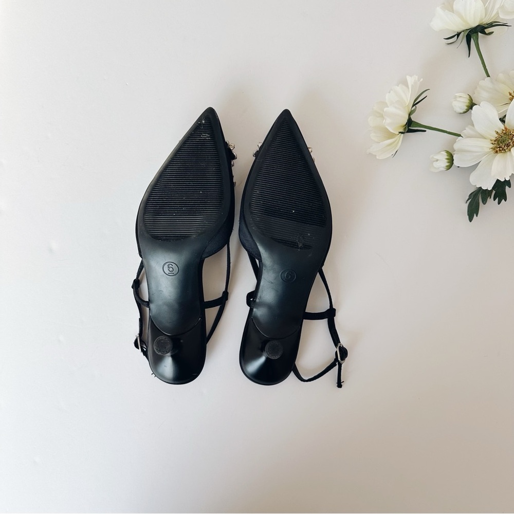 Target A New Day Elegant Black Slingback Heels Embellished Buckle - Picture 7 of 7